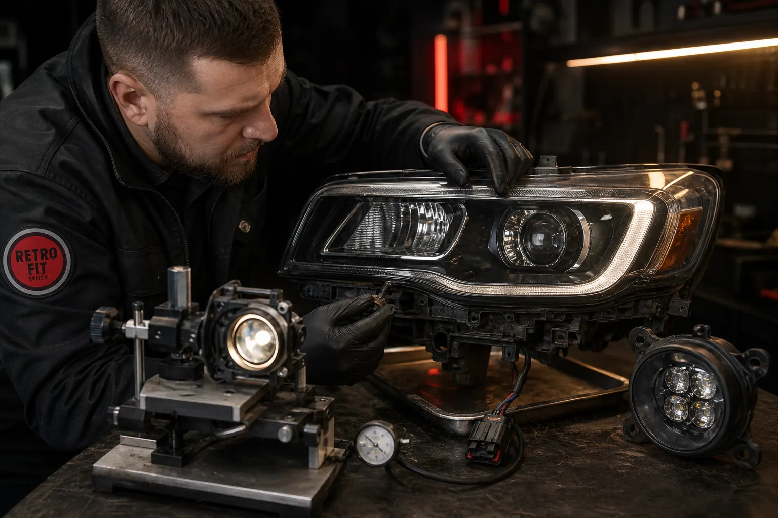 Ремонт фар Jeep в Минске